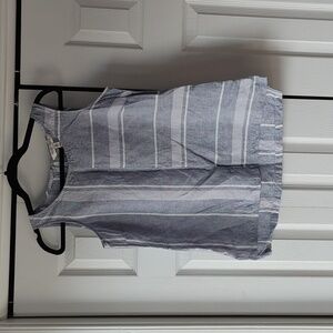 Ellen Tracy Striped 100% Linen Top Size S